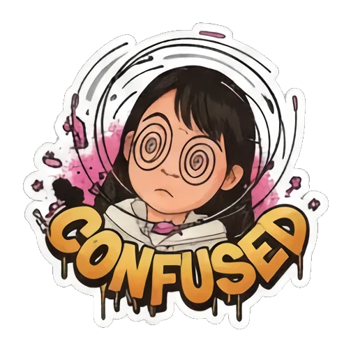 少女晕眩表情CONFUSED Street Style Girl Expressions sticker for expressive chats and social replies.