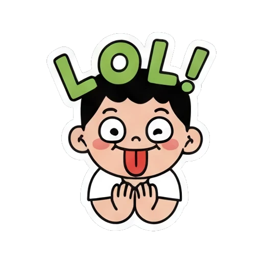 amused boy sticking tongue out LOL! Little Boy's Big Feelings sticker for expressive chats and social replies.