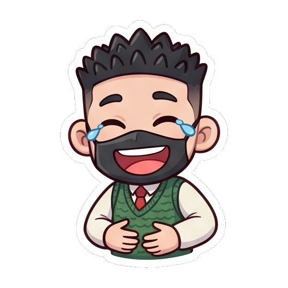 Happy boy laughing with eyes closed Cheerful Masked Student sticker for expressive chats and social replies.