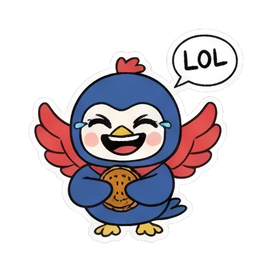 小鸟吃东西 Blue Bird Doodle Adventures sticker for expressive chats and social replies.