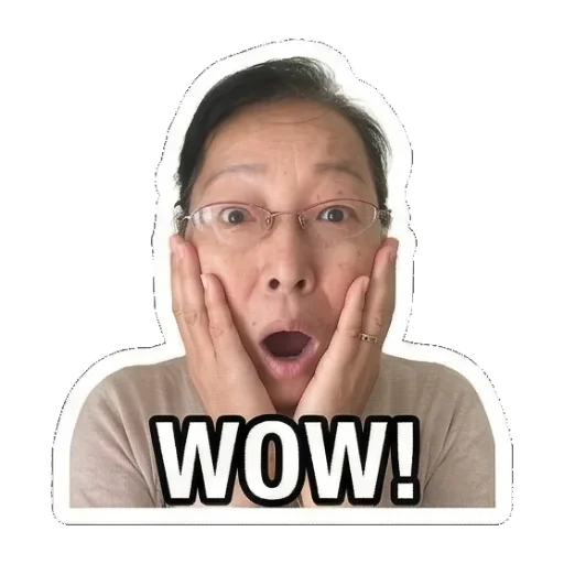 惊讶地张大嘴巴说WOW! Mom's Daily Reactions sticker for expressive chats and social replies.