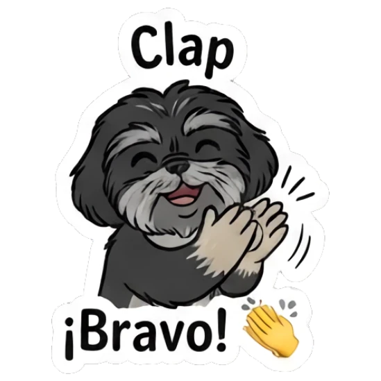 Shih Tzu clapping paws together with text Clap Little Shih Tzu Moods sticker for expressive chats and social replies.
