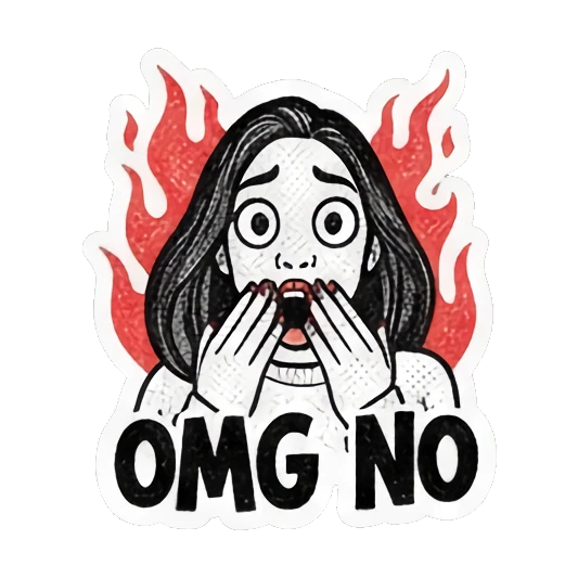 女孩惊讶捂嘴OMG NO Gritty Girl Moods sticker for expressive chats and social replies.