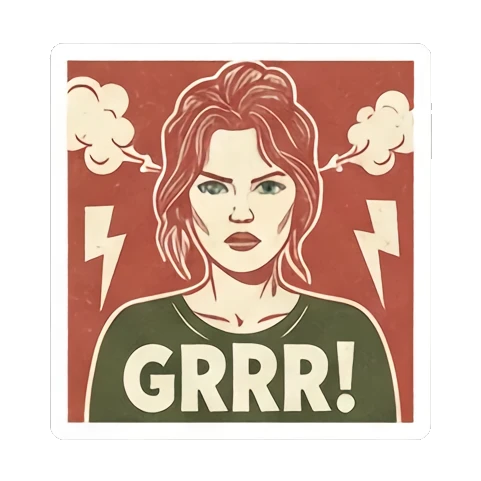 愤怒GRRR表情 Vintage Vixen Vibes sticker for expressive chats and social replies.