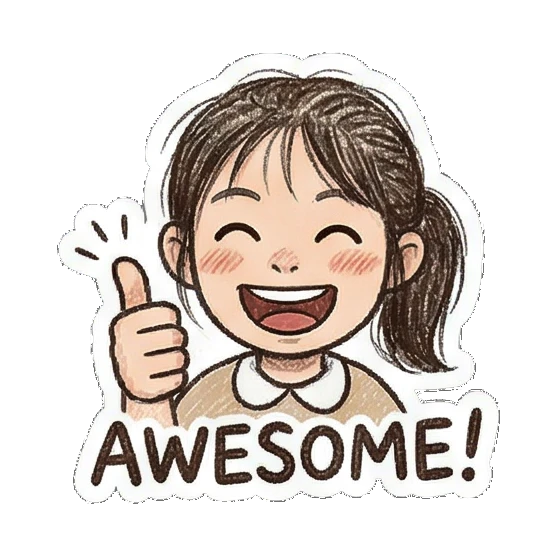 excited girl giving thumbs up Little Girl Daily Vibes sticker for expressive chats and social replies.