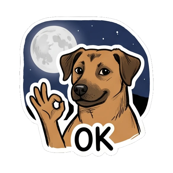 Brown dog making an OK hand gesture with a calm expression. Brown Dog Daily Moods sticker for expressive chats and social replies.