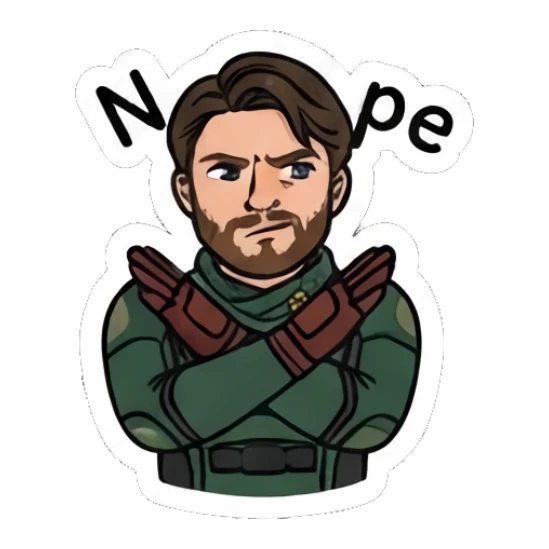 Soldier boy crossing arms with a firm Nope expression Soldier Boy Daily Vibes sticker for expressive chats and social replies.