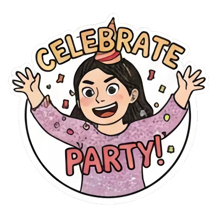 庆祝派对 Expressive Girl Daily sticker for expressive chats and social replies.