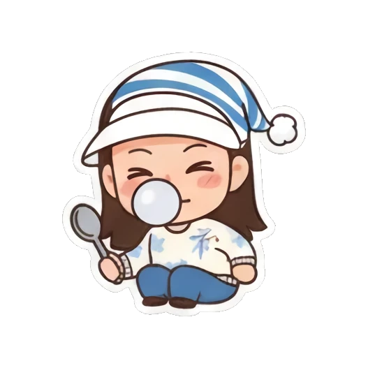 Girl sleeping with Zzz. Visor Girl's Expressive Day sticker for expressive chats and social replies.