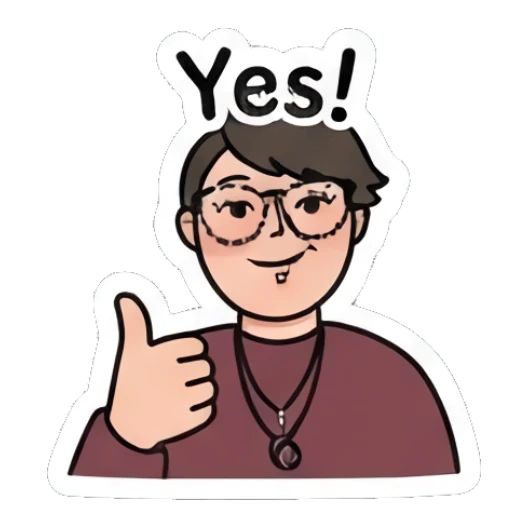 Person giving a thumbs up with 'Yes!' text. Daily Moods of a Cool Student sticker for expressive chats and social replies.