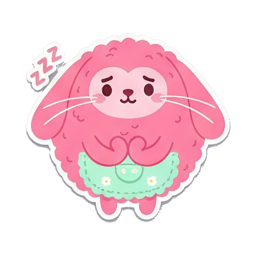 困倦打瞌睡Zzz Pink Fluffy Buddy sticker for expressive chats and social replies.