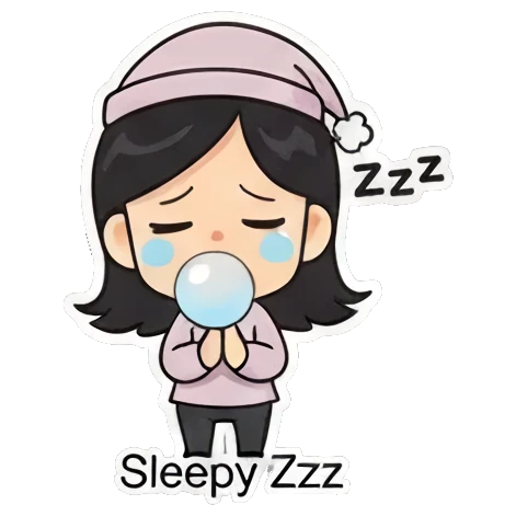sleeping with zzz Cheerful Girl Daily Life sticker for expressive chats and social replies.