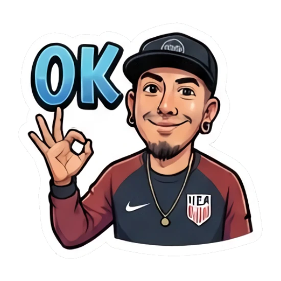 Young man making an OK gesture with a confident smile. Cool Guy Daily Vibes sticker for expressive chats and social replies.