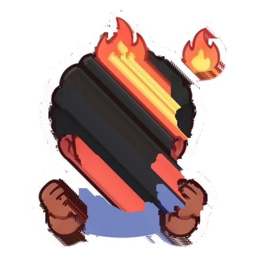 Curly-haired boy furious with flames on his head and clenched fists Cheerful Afro Boy Daily sticker for expressive chats and social replies.