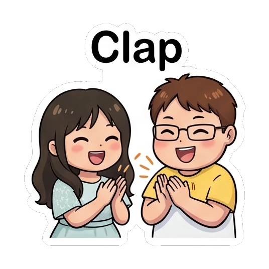 Couple clapping hands together in applause Sweet Couple Daily Life sticker for expressive chats and social replies.