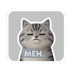 Tabby cat looking bored with MEH text Tabby Cat Daily Moods sticker for expressive chats and social replies.