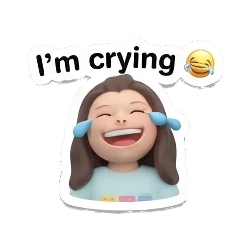 Happy girl laughing with tears of joy with text I'm crying Little Girl Daily Vibes sticker for expressive chats and social replies.
