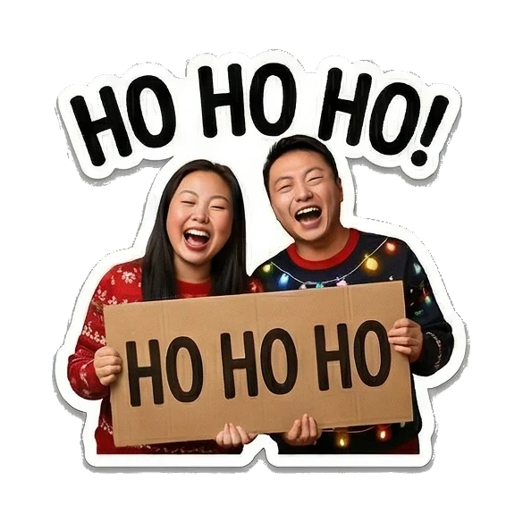 Couple surrounded by gift boxes Christmas Couple Adventures sticker for expressive chats and social replies.
