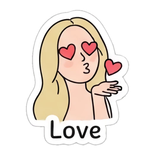 Blonde girl blowing a kiss with heart eyes and text Love Blonde Girl Daily Vibes sticker for expressive chats and social replies.
