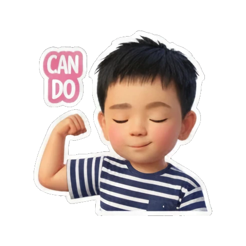 强壮男孩展示肌肉. Little Boy's Expressive World sticker for expressive chats and social replies.