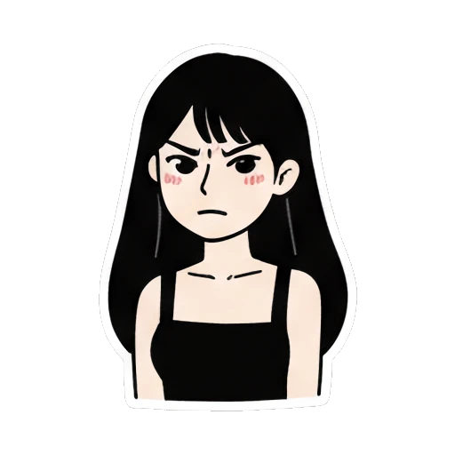 Girl looking grumpy and focused Daily Life of a Cool Girl sticker for expressive chats and social replies.