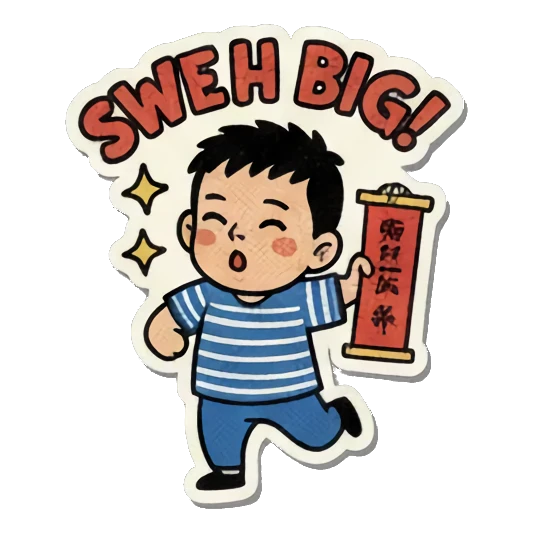 全家福其乐融融 Joyful New Year Boy sticker for expressive chats and social replies.