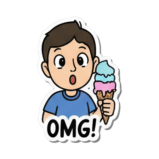 boy eating ice cream Summer Boy Adventures sticker for expressive chats and social replies.