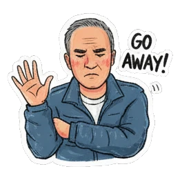 Man with arms crossed Cheerful Grandpa Daily Life sticker for expressive chats and social replies.