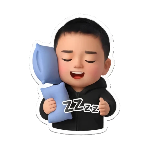 Boy sleeping with pillow and ZZZz text Little Boy Daily Vibes sticker for expressive chats and social replies.