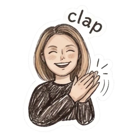Girl clapping hands with a happy smile Sketchy Girl Daily Vibes sticker for expressive chats and social replies.