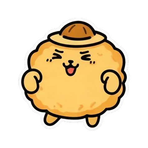 Hugging itself happily Fluffy Hat Creature Stickers sticker for expressive chats and social replies.