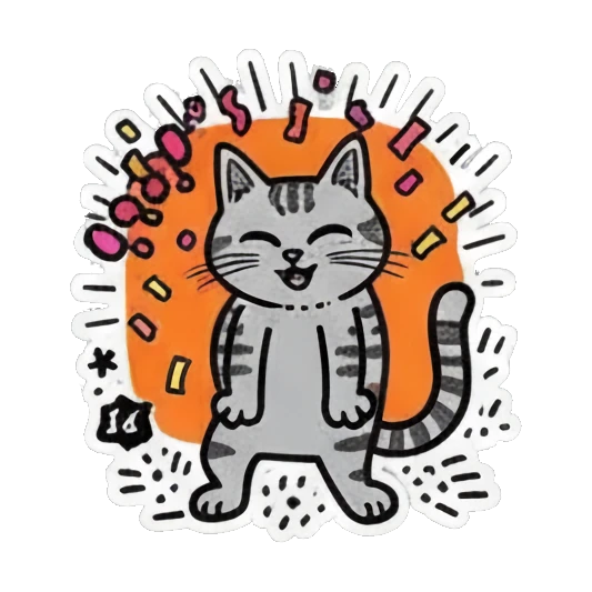 猫咪派对庆祝 Colorful Keith Haring Cat sticker for expressive chats and social replies.