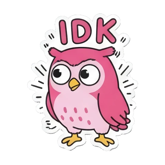 思考不确定IDK Pink Owl Expression Stickers sticker for expressive chats and social replies.