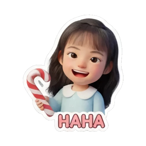 拿着拐杖糖果大笑 Holiday Girl Adventures sticker for expressive chats and social replies.