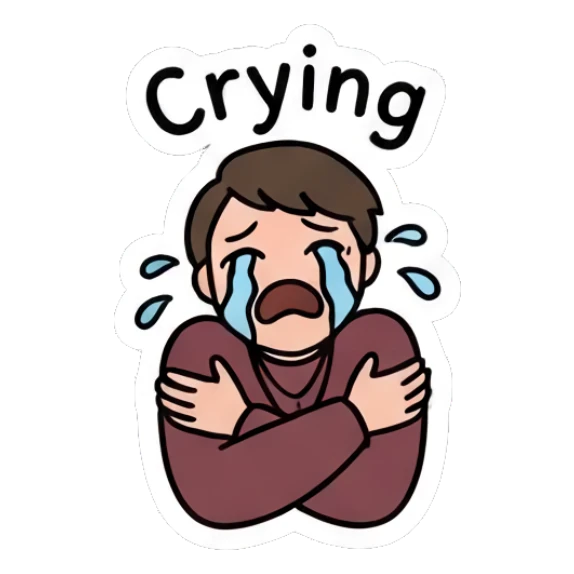 Sad boy crying and hugging himself Daily Doodle Boy sticker for expressive chats and social replies.