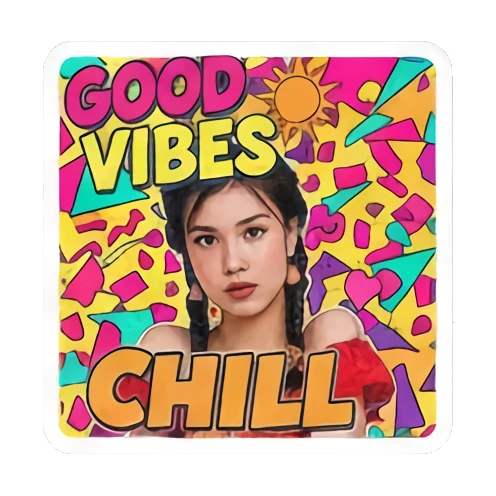 搞怪幽默少女 Retro Vibe Girl Express sticker for expressive chats and social replies.