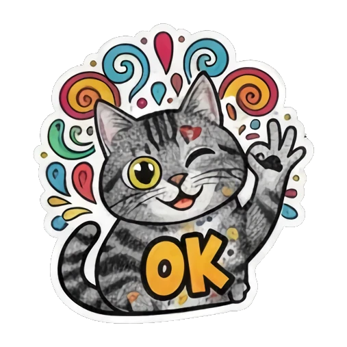 挥手打招呼的猫咪 Sugar Skull Tabby sticker for expressive chats and social replies.