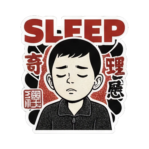 少年闭眼睡觉SLEEP Vintage Ink Boy Expressions sticker for expressive chats and social replies.