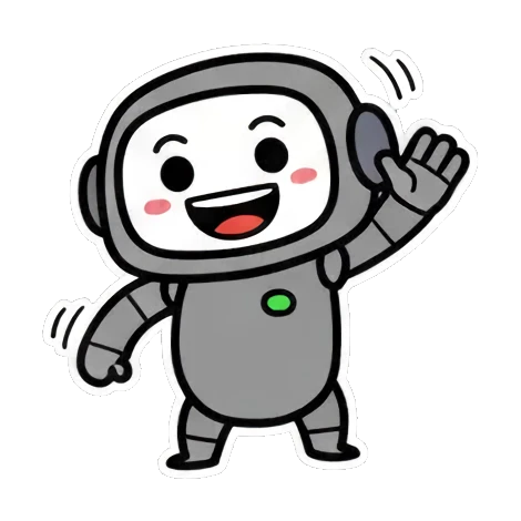 快乐挥手打招呼 Chibi Robot Emoticons sticker for expressive chats and social replies.