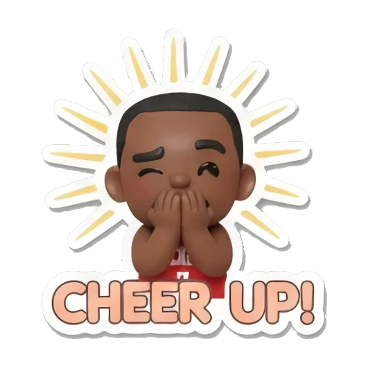 Basketball player cheering with light rays saying CHEER UP. Basketball Star Daily Life sticker for expressive chats and social replies.