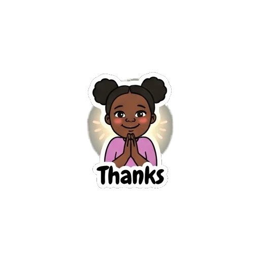 Girl with hands together saying thanks Joyful Afro Girl Daily Expressions sticker for expressive chats and social replies.