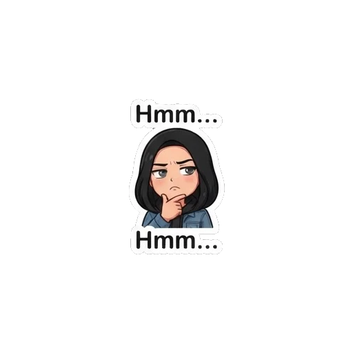 Thinking girl with a hand on her chin Cool Girl Daily Vibes sticker for expressive chats and social replies.