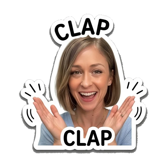 Woman clapping hands with Clap text Daily Life of a Modern Woman sticker for expressive chats and social replies.