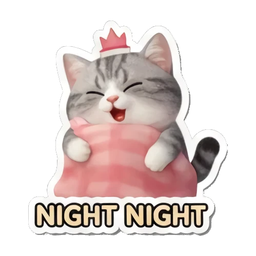 盖着被子准备睡觉 Whimsical Tabby Adventures sticker for expressive chats and social replies.