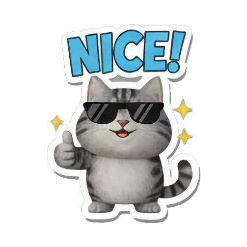 戴墨镜耍酷的猫咪 Playful Tabby Expressions sticker for expressive chats and social replies.