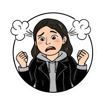 愤怒生气反应 Expressive Girl Daily sticker for expressive chats and social replies.