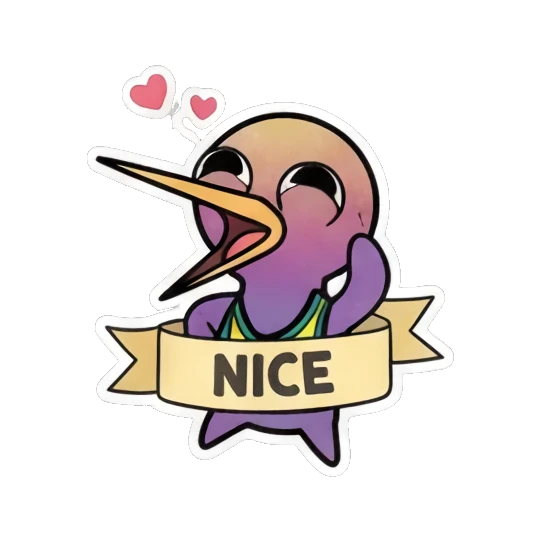 小鸟比赞，头顶NICE文字，表示称赞 Funny Bird Daily Life sticker for expressive chats and social replies.