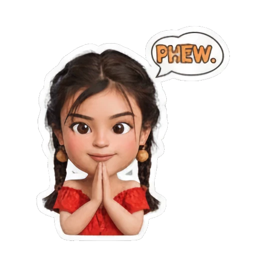 女孩合十感谢 Little Red Dress Girl sticker for expressive chats and social replies.