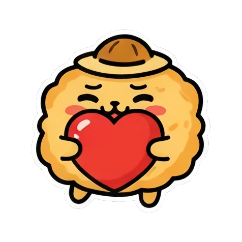 Holding a big red heart lovingly Fluffy Hat Creature Stickers sticker for expressive chats and social replies.