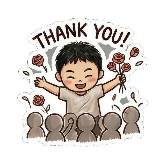 Thank you with flowers Little Dancer Boy sticker for expressive chats and social replies.